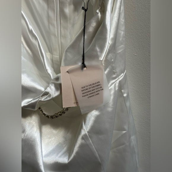 NEW Superdown Kita Rhinestone Cutout Satin Mini Dress | White | Women’s XS - Picture 8 of 9